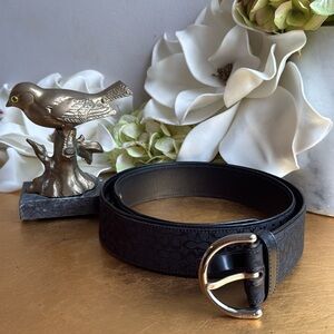 RARE! Coach Black Mini Sig Jacquard and Leather Belt #3977